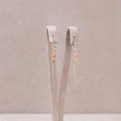 Cercei lungi de argint placat cu aur galben cu lantisor si pietre colorate Moon&Stars DiAmanti AE22797Y-MIX-AS
